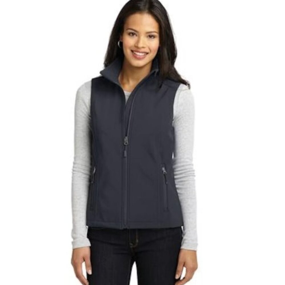 PORT AUTHORITY vest battleship (charcoal) gray softshell - L